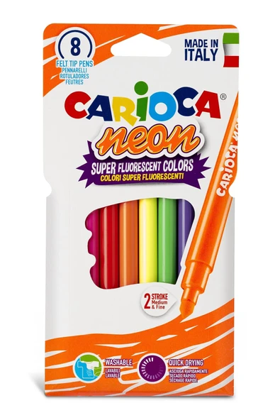 4 ADET   Carioca Fosforlu Yıkanabilir boya 8li ürün görseli 1