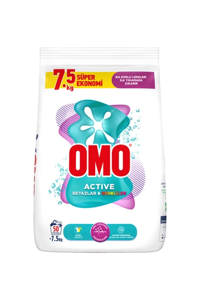 4 ADET   Omo 7,5 kg Toz Deterjanı Renkli ve Beyaz ürün görseli 1