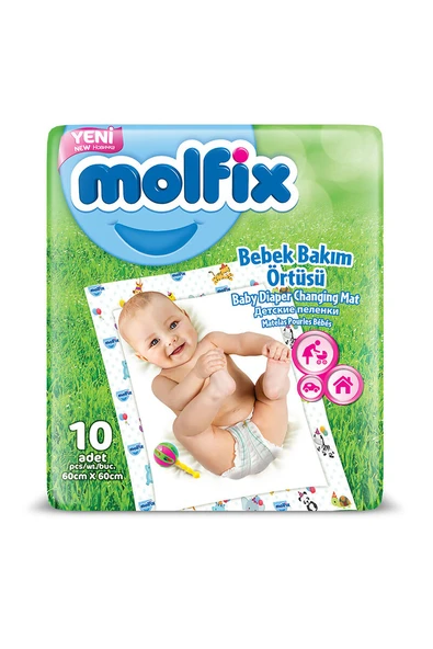4 ADET   Molfix Bebek Bakım Örtüsü 60X60 cm 10'lu ürün görseli 1