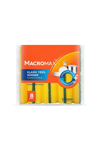 4 ADET   Macromax Klasik Oluklu Sünger 8'li - Resim 2