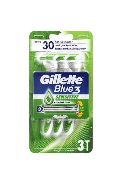 4 ADET   Gillette Blue3 Tıraş Bıçağı 3'lü Sensitive - Resim 2