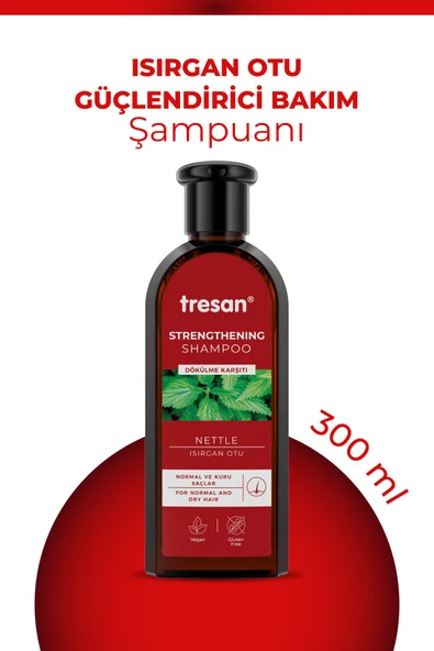3 ADET  Tresan Şampuanı 300 ml Dökülme Karşıtı Isırgan Otu Güçlendirici - Normal ve Kuru Saçlar İçin ürün görseli 1