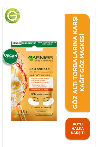 4 ADET   Garnier Kağıt Göz Altı Maskesi Portakal Suyu&Hyaluronik Asit ürün görseli 1