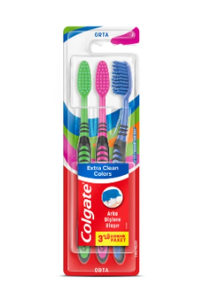 4 ADET   Colgate Diş Fırçası Extra Clean Colors 3'lü ürün görseli 1