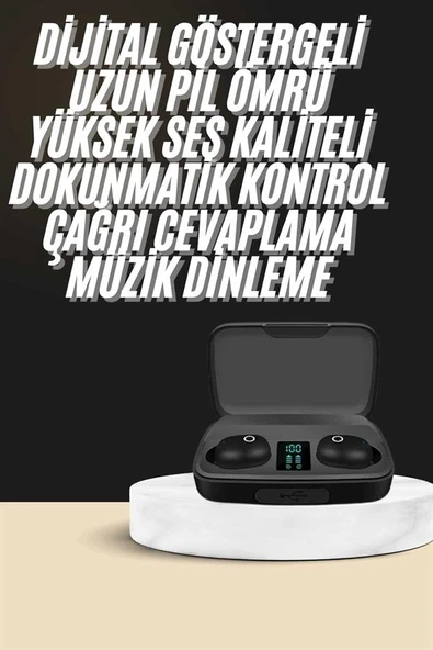 Kablosuz Dijital Göstergeli Çağrı Cevaplayabilen Tws 5.0 Bluetooth Kulaklık ürün görseli 1