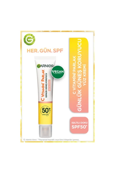 4 ADET   Garnier C Vitamini* Parlak Günlük Güneş Koruyucu Fluid Yüz Kremi - Işıltılı Doku 40ML ürün görseli 1