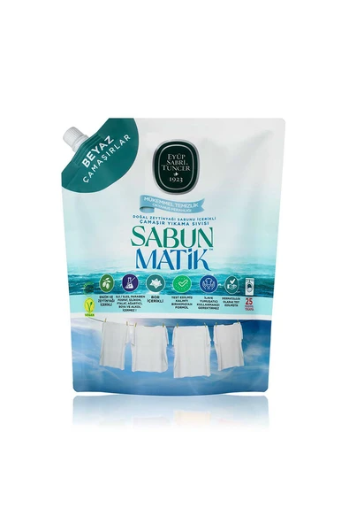 3 ADET  Doğal Zeytinyağı İçerikli Çamaşır Yıkama Sıvısı Beyazlar 1,5 Lt Doypack ürün görseli 1