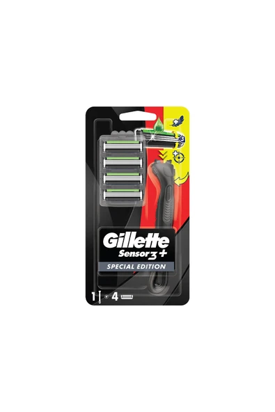 4 ADET   Gillette Sensor3 Plus Black Tıraş Makinesi + 4'lü Yedek Başlık ürün görseli 1