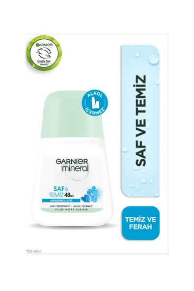 4 ADET   Garnier Mineral Roll-On Saf ve Temiz Kadın 50 ml ürün görseli 1