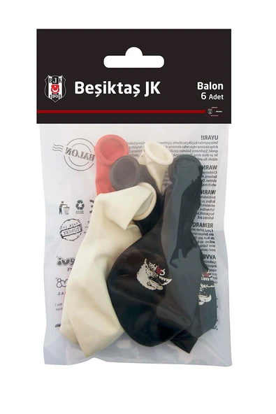 3 ADET  Beşiktaş Poşet İçi 6'Lı Balon ürün görseli 1