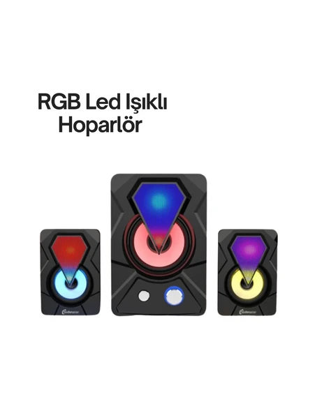 Renkli Led Işıklı Hoparlör ürün görseli 1