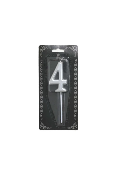 3 ADET  Rakam Mum 4 Numara Gümüş - Resim 2