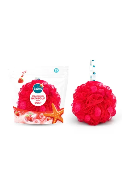 3 ADET  Balmy Çilek Sabunlu Banyo Lifi ürün görseli 1