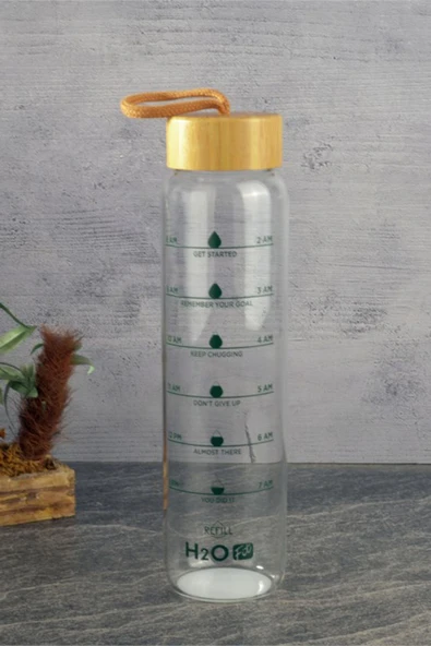 3 ADET  Tohana H2O FIT Bambu Kapaklı Cam Matara 1L ürün görseli 1