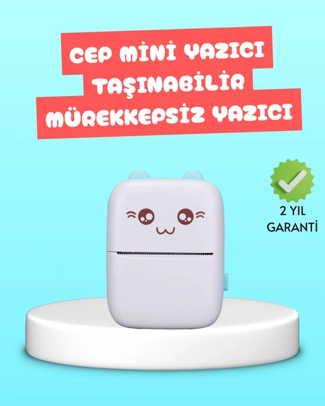 Mini Termal Yazıcı Kablosuz Taşınabilir Bluetooth Bağlantılı 200 Dpı ürün görseli 1