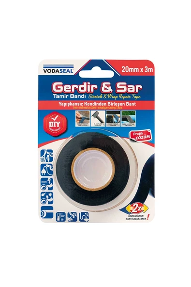 3 ADET  Vodaseal Tamir Bandı Gerdir ve Sar 20mm x 3mt ürün görseli 1