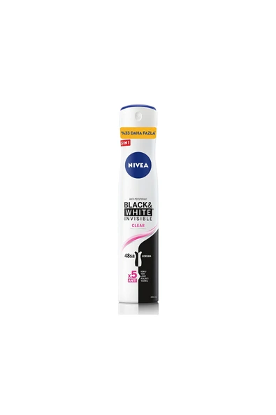 3 ADET  Nivea Deodorant Black&White Clear Kadın 200ml ürün görseli 1