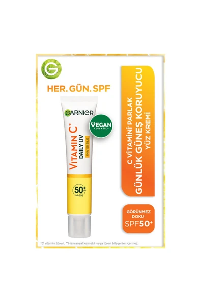 3 ADET  Garnier C Vitamini* Parlak Günlük Güneş Koruyucu Fluid Yüz Kremi - Görünmez Doku 40ML ürün görseli 1