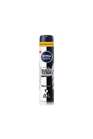 3 ADET  Nivea Deodorant Black&White Original Erkek 200ml ürün görseli 1