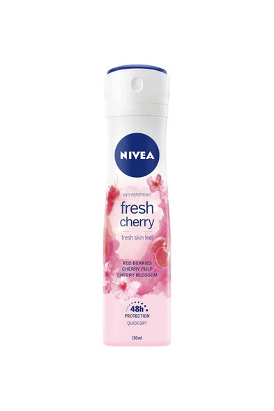 3 ADET  Nivea Deodorant Fresh Cherry 150 ml - Resim 2