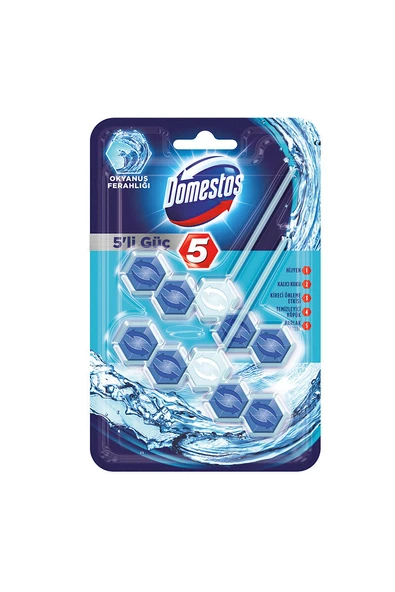 3 ADET  Domestos Wc Temizleyici Blok 2x5'li Güç Okyanus Ferahlığı ürün görseli 1