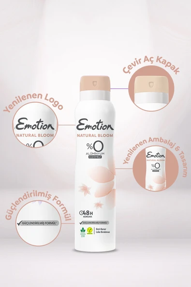 3 ADET  Emotion Deodorant 150 ml Natural Bloom - Resim 2