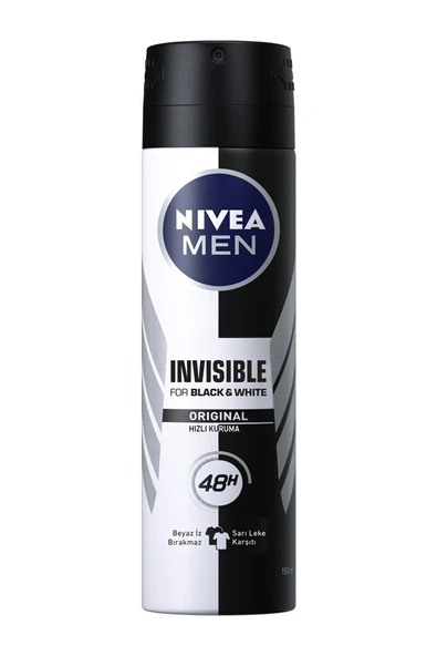 3 ADET  Nivea Deodorant Invisible Black&White 150 ml - Resim 2