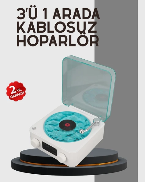 Stereo Sesli Gece Lambalı Bluetooth Hoparlör - Şık Vintage Tasarım ürün görseli 1