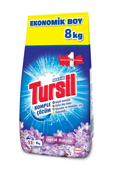 3 ADET  Tursil 8 kg Çamaşır Deterjanı Leylak Bahçesi Renkli+Beyaz ürün görseli 1