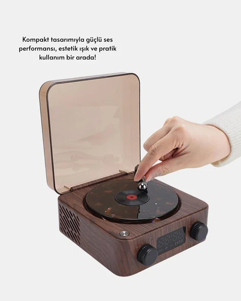Dekoratif Gece Işıklı Bluetooth Hoparlör - Saatli Tasarım - Resim 3