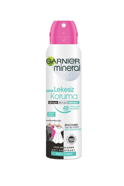 3 ADET  Garnier Mineral Deodorant Lekesiz Koruma Sprey Kadın 150 ml ürün görseli 1