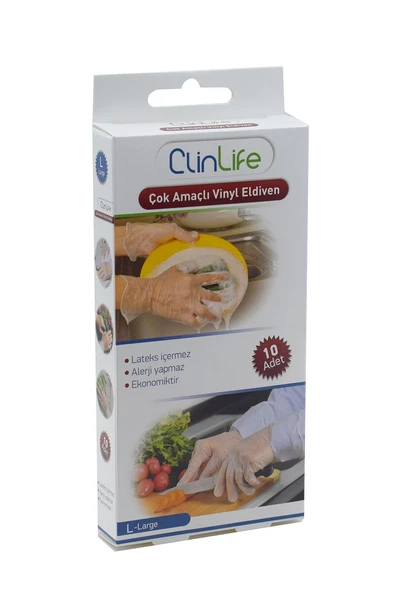3 ADET  Clinlife Çok Amaçlı Vinyl Eldiven 10'lu Büyük ürün görseli 1