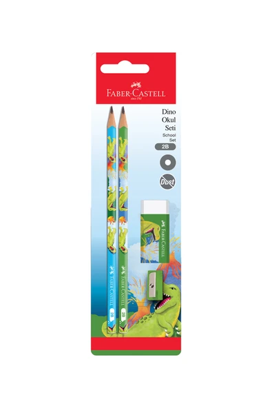 2 ADET  Faber Castell Dino Kurşun Kalem&Silgi&Kalemtıraş ürün görseli 1