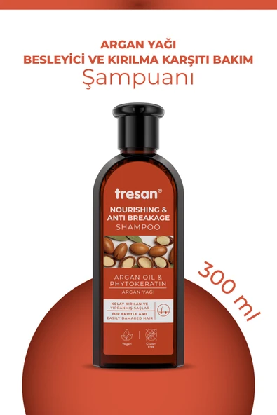 2 ADET  Tresan Argan Yağı Besleyici ve Kırılma Karşıtı Bakım Şampuanı 300 ml ürün görseli 1
