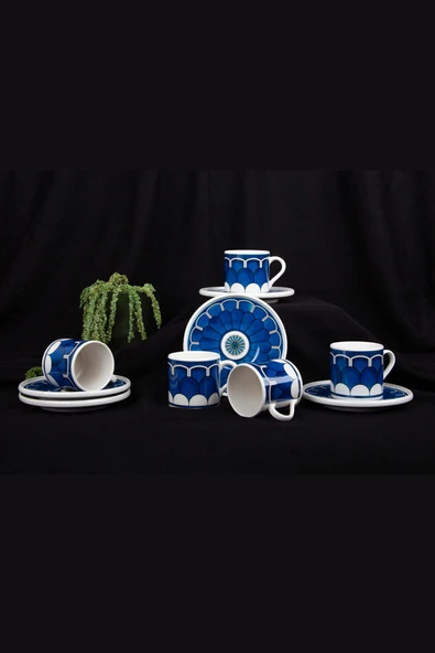 2 ADET  Ar Yıldız Kahve Fincan Seti Blue Wave 6 Kişilik ürün görseli 1