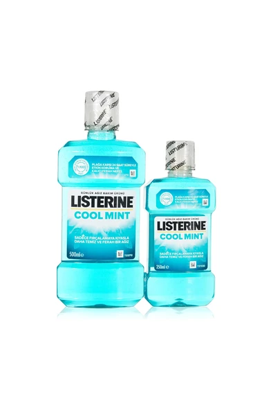 2 ADET  Listerine Ağız Bakım Suyu Cool Mint 500 ml + 250 ml ürün görseli 1