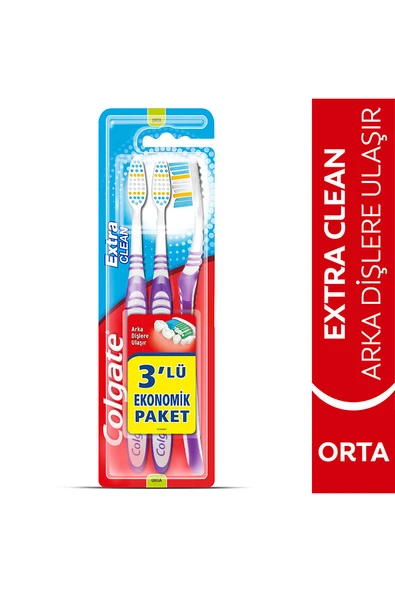 2 ADET  Colgate Diş Fırçası Extra Clean 3'lü - Resim 2
