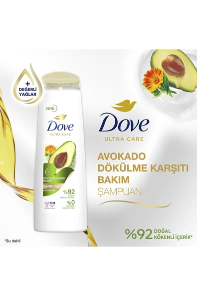 2 ADET  Dove Avokado Anti-Hairfall Şampuan 400 ml ürün görseli 1