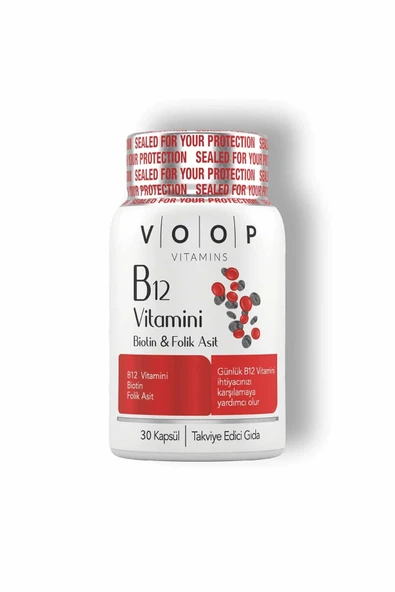 2 ADET  VOOP Vitamin B12, Biotin ve Folik Asit İçeren Kapsül Takviye Edici Gıda 6O Kapsül ürün görseli 1