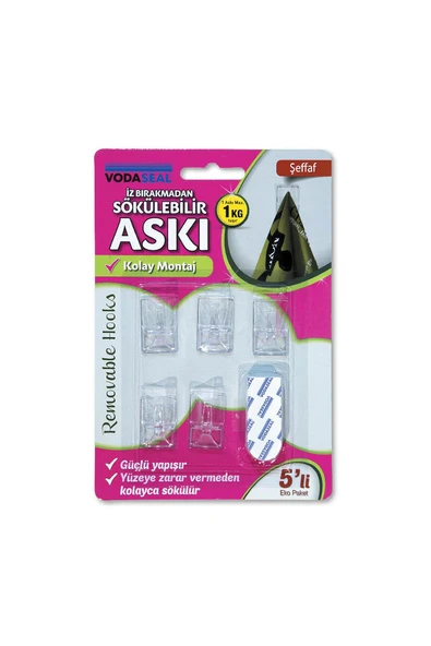 Vodaseal 5'li Askı Şeffaf İz Bırakmayan - Resim 2
