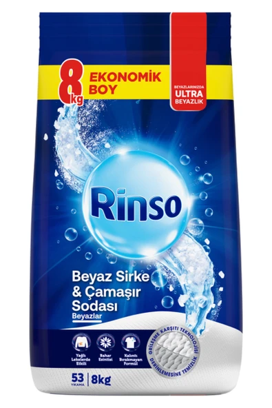 Rinso Toz Çamaşır Deterjanı Beyaz Sirke ve Çamaşır Soda 8 Kg ürün görseli 1