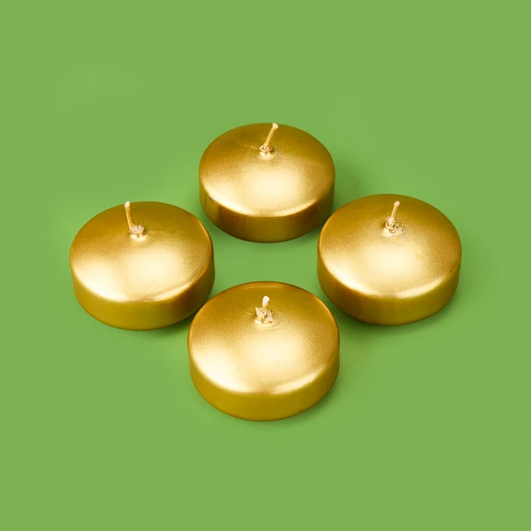 4'lü Yüzen Mum - Gold - 5 cm ürün görseli 1