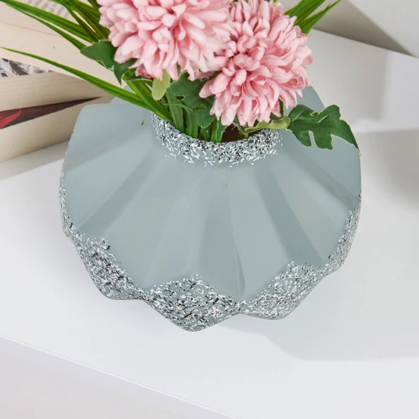 Deco Anitta Vazo - Gri - 15 cm - Resim 3