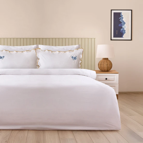 Soft Anthos Çift Kişilik Nevresim Takımı - Beyaz ürün görseli 1