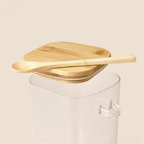 Kaşıklı Cam Kavanoz - Şeffaf - 1,2 lt - Resim 3