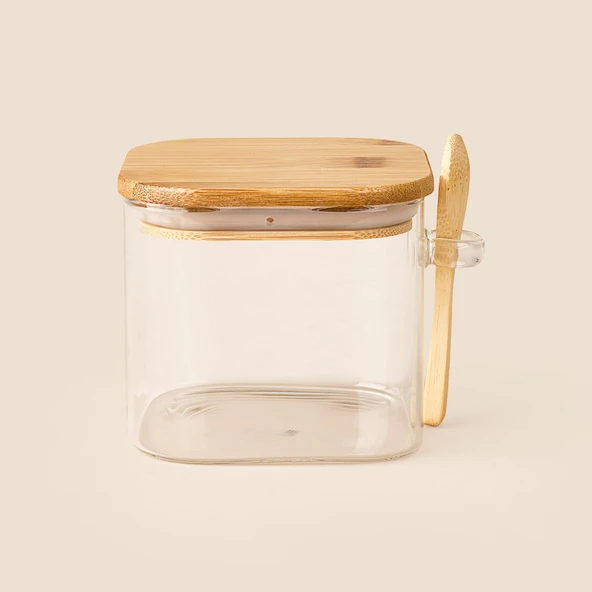 Kaşıklı Cam Kavanoz - Şeffaf - 600 ml ürün görseli 1