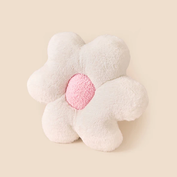 Soft Çiçek Figürlü Yastık - Beyaz - 45x45 cm - Resim 2