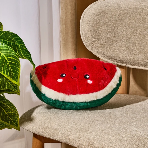 Soft Karpuz Figürlü Yastık - Kırmızı - 30x18 cm ürün görseli 1