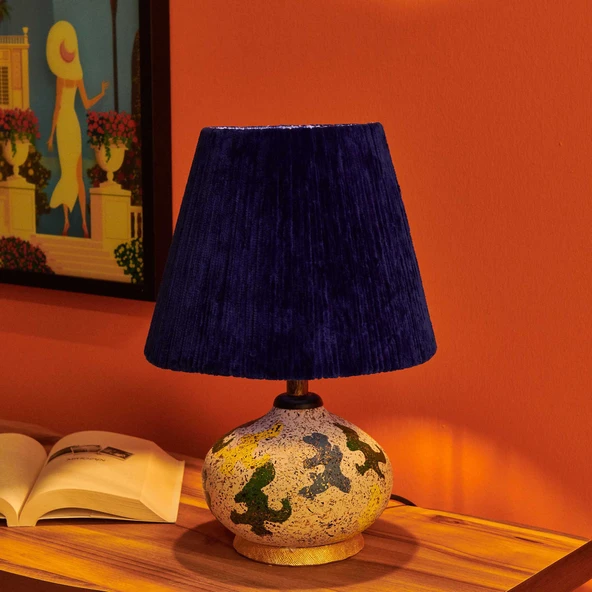 Design Okyanus Mavi Başlıklı Seramik Abajur - Renkli - 40 cm ürün görseli 1
