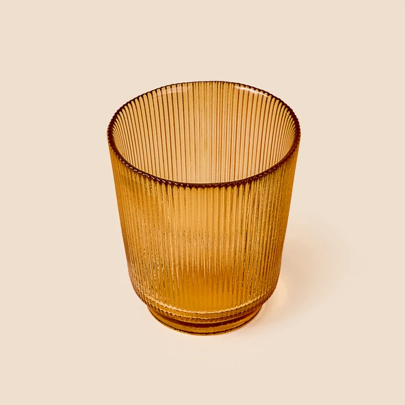Deco Çizgili Bardak Mumluk - Amber - 11 cm - Resim 3